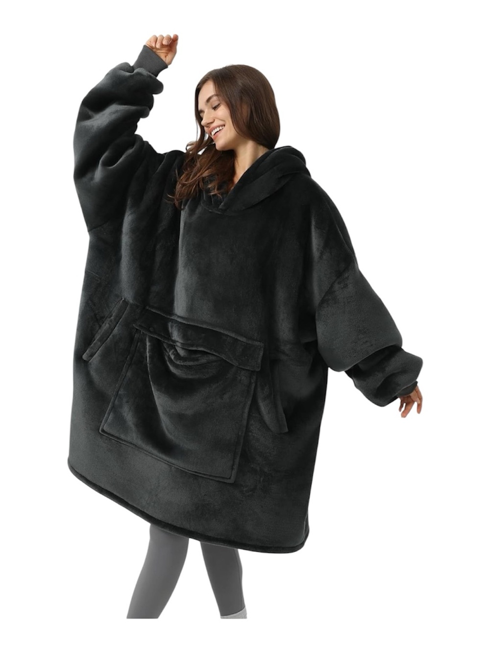 UNIQUEBELLA Wearable Blanket Hoodie with Boho Style dark gray onesize